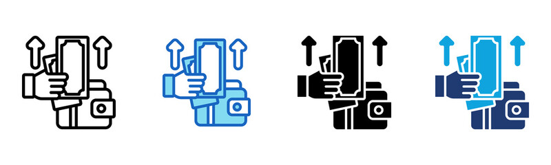 Spend Money icon Multi Style Vector Illustration