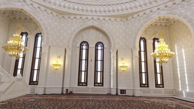 A Majestic View of a Modern Palace Interior Zooming In