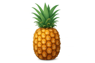 Fototapeta premium Pineapple fruit standing upright, featuring its yellow and orange skin with green spiky leaves, transparent background
