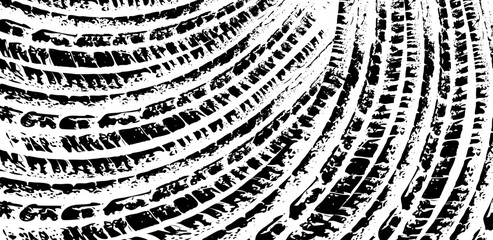 Tire track pattern background. The car's wheel print. Vector illustration