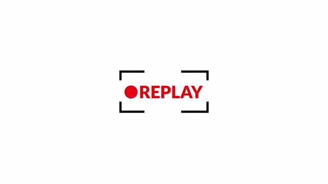 Replay button icon animation on transparent background, Replay icon video for Live broadcaster, action replay Animation icon and button with alpha channel in 4k.
