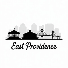 ‎East Providence Rhode Island Skyline Silhouette — Historic Waterfront City Vector Illustration