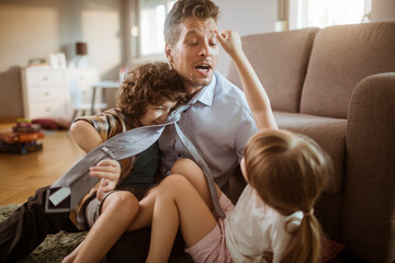 Playful family moment