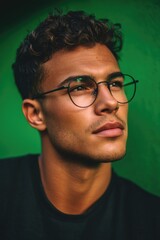 Obraz premium Portrait of Young Man with Glasses