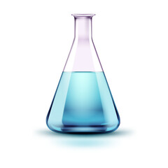 Minimal science concept, glass beaker flask with blue fluid
