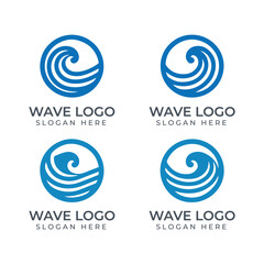 Modern wave logo design, abstract ocean swirl emblem in blue for business branding