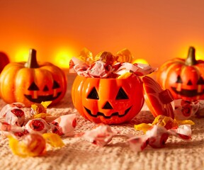 Halloween candy bowl with treats 