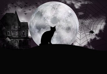halloween background with haunted house