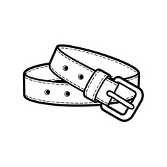 Hand drawn sketch of a leather belt with buckle