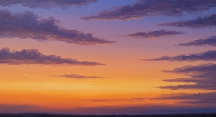 Obraz premium Beautifully Illustrated Sky at Sunset or Sunrise Featuring Dynamic Clouds and a Gradient of Warm and Cool Colors