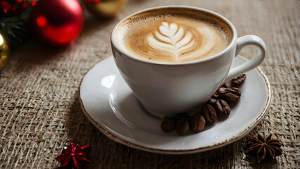cup of coffee and christmas cookies