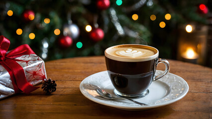 cup of coffee and christmas cookies