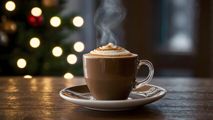 cup of coffee and christmas cookies