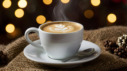cup of coffee and christmas cookies