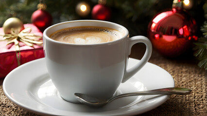 cup of coffee and christmas cookies
