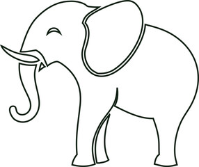 Line elephant icon vector. Use in educational printable, wildlife branding, or zoo flyers.