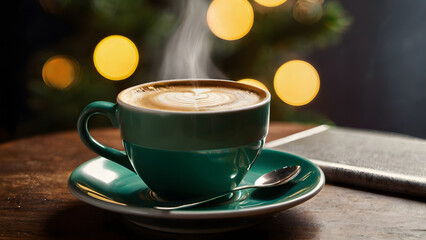 cup of coffee and christmas cookies