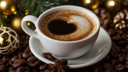 cup of coffee and christmas cookies