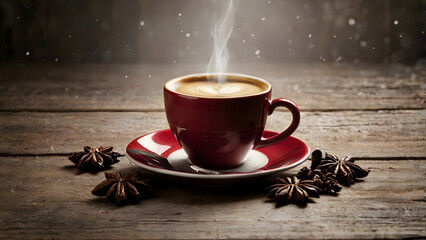 cup of coffee and christmas cookies