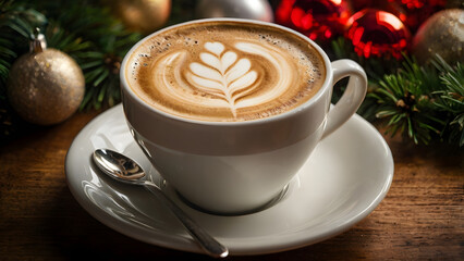 cup of coffee and christmas cookies