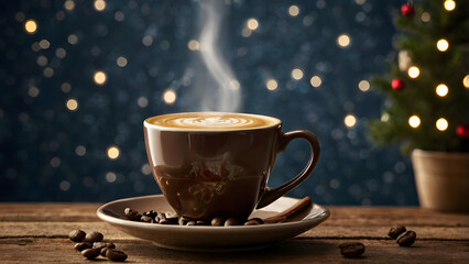cup of coffee and christmas cookies