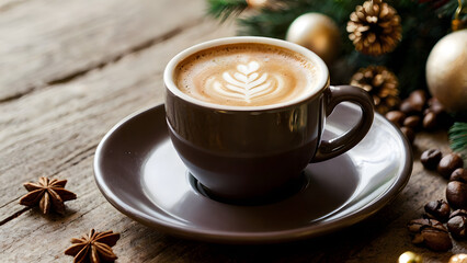cup of coffee and christmas cookies