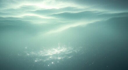 Fototapeta premium Sunlight filters through the ocean surface, creating shimmering patterns and illuminating the underwater world with a sense of mystery and tranquility.