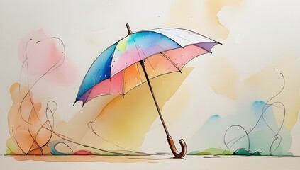 Beautiful watercolor umbrella artwork 