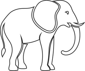 Elephant line icon in vector format. Clean and modern for zoo apps or safari branding.