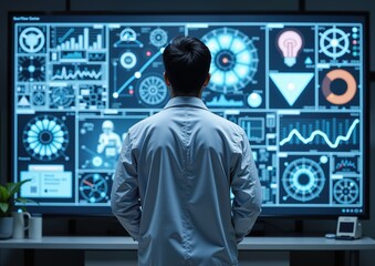 Innovative data analysis and visualization in high-tech lab for futuristic research and development