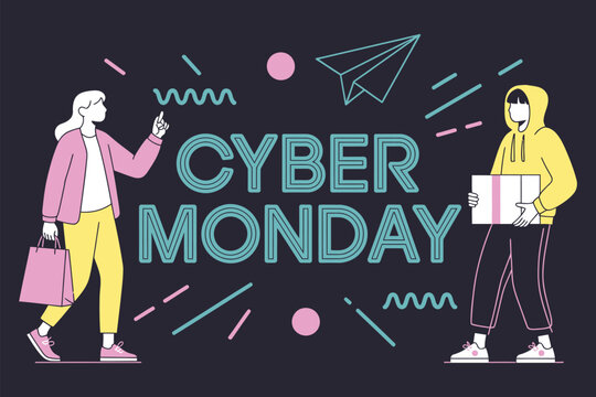 Cyber monday sale online shopping deals and offers vector