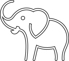 Hand drawn style elephant outline. Vector for educational print or nature apps.