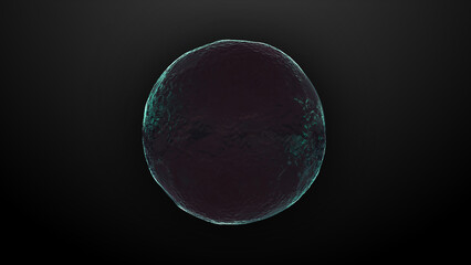 Abstract shiny pearl element bubble shape liquid sphere. Backdrop dark colors gradient.