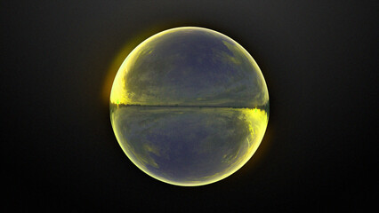 Colorful neon glowing energy crystal ball. Abstract magic sphere with plasma glow.