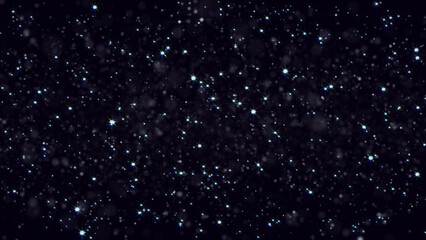 Organic Dust Particles On Black Background. Shimmering Glittering Dust Particles With Bokeh.