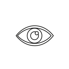 A minimalist, stylized line drawing of a human eye, showcasing its iris and pupil in a simple, graphic representation.
