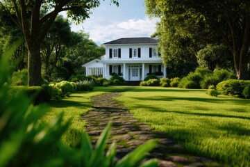 Obraz premium Countryside House with Stone Path