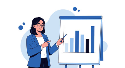 Businesswoman Presenting Data Analysis With Charts And Graphs For Business Growth