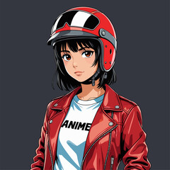 anime girl wearing a helmet