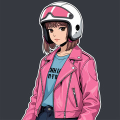 anime girl wearing a helmet
