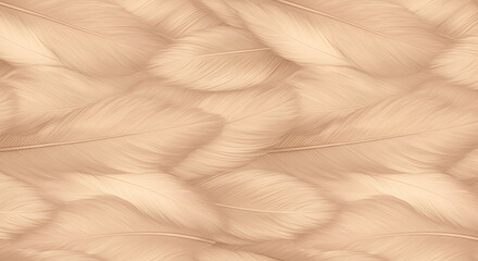 Feather Texture, Soft Realistic Style, Beige Colors, Delicate Nature Pattern, Seamless Background with Copy Space