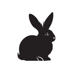Rabbit silhouette vector black and white illustration on a white background