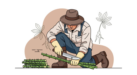 Cassava Harvest: A Farmer's Labor of Love and Sustainable Agriculture