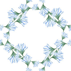 Summer flowers of morning glory, seamless pattern. Watercolor Ipomoea alba background