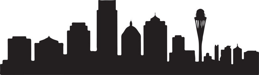 Detailed Johannesburg skyline vector illustration in black silhouette style