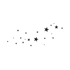 Stars on a white background. Black star shooting with an elegant star. Meteoroid, comet, asteroid, stars