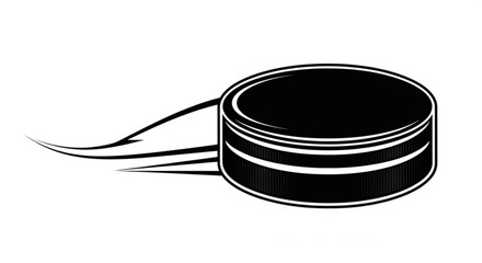 Stylized illustration of a hockey puck with motion lines, , perfect for sportsthemed designs and illustrations