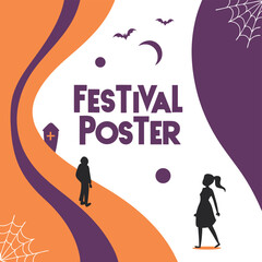 Halloween festival poster design template for october holiday celebration