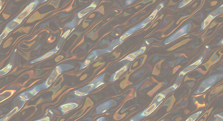 Wavy Holographic Texture, Iridescent Pastel Waves, Liquid Abstract Pattern, Seamless Futuristic Background with Copy Space