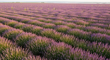 Fototapeta premium Lavender Field in Full Bloom with Rows of Purple Flowers